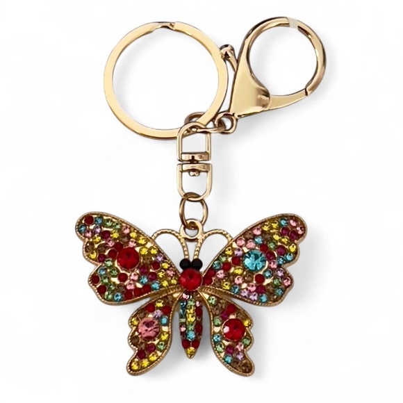 Crystal Butterfly Key & Bag Chain (NWOT) - Picture 1 of 2